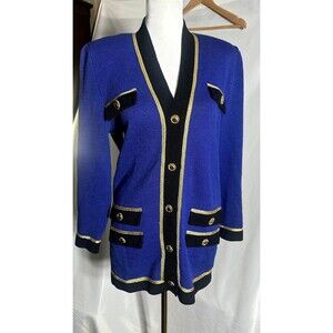 St John Knit Collection Royal Blue Cardigan P